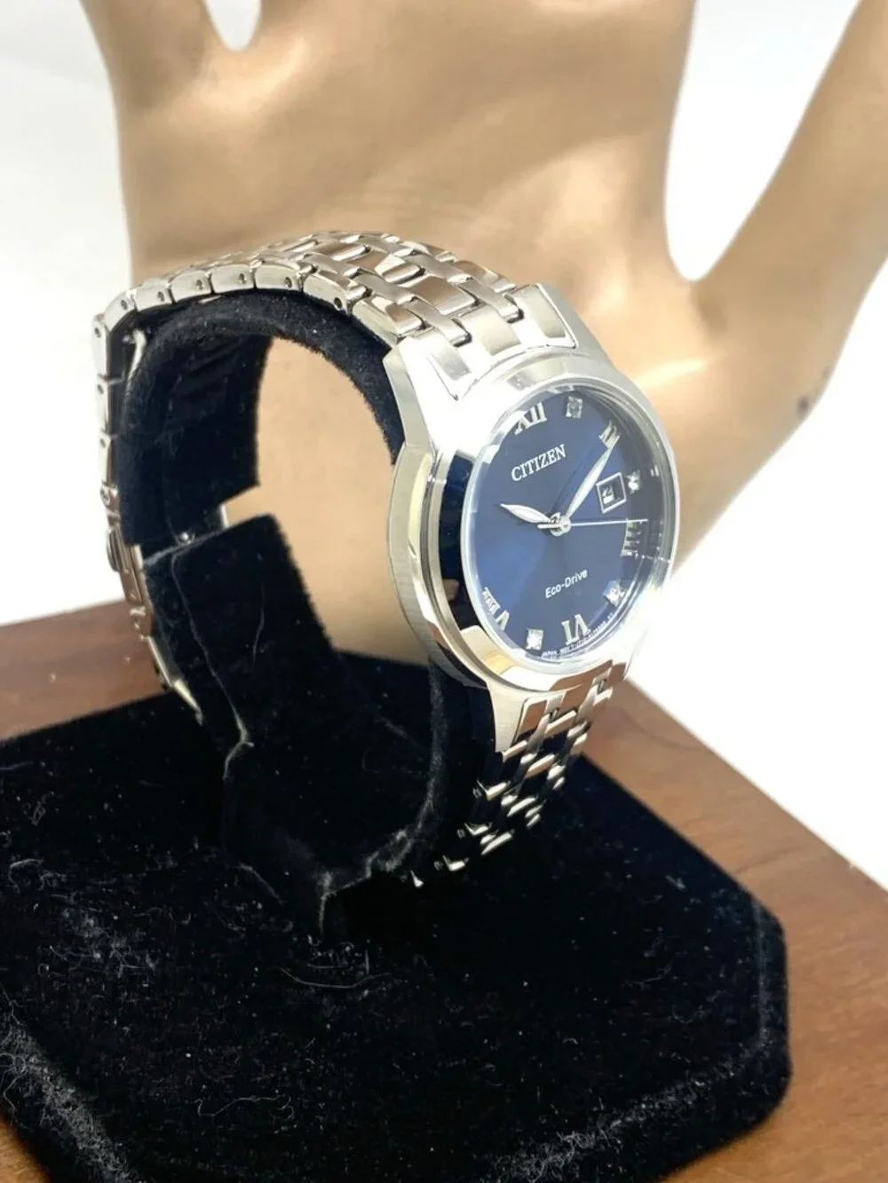 Citizen Women's Watch FE1240-57L Eco Drive Blue Dial Gemmed Silver Steel 29mm